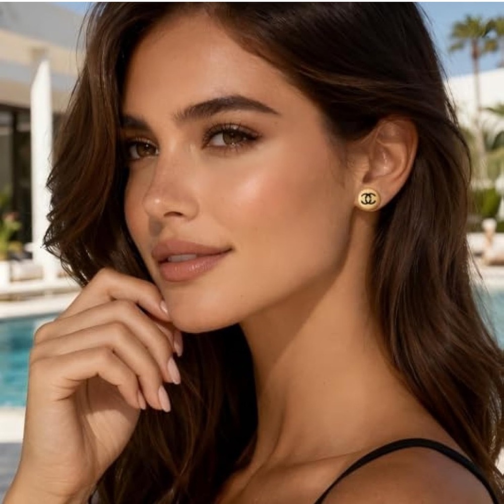 Gold Round Stud Earrings